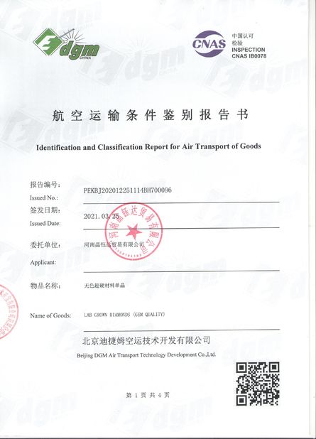 Chine Henan Yuda Crystal Co.,Ltd Certifications